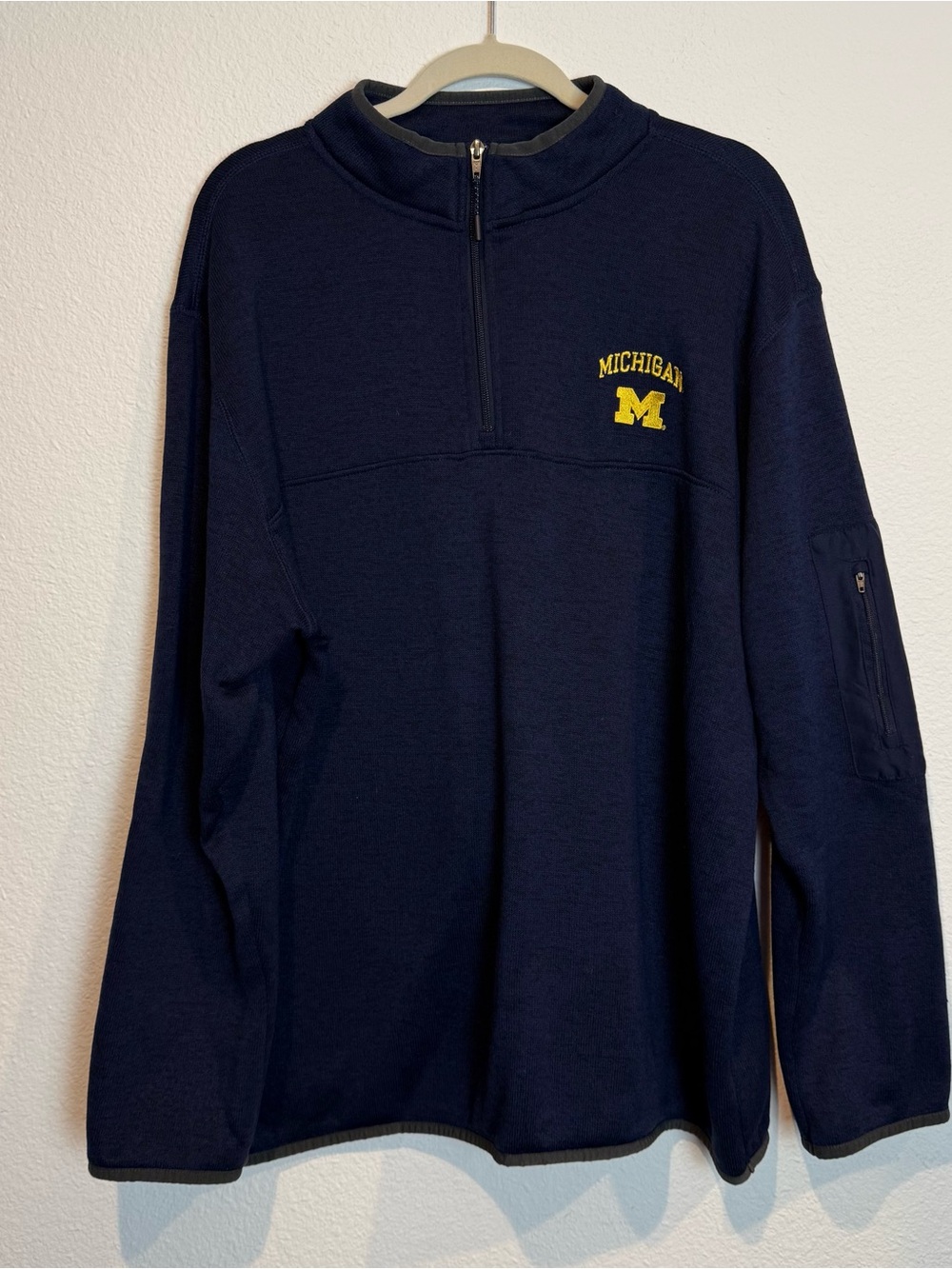 University of Michigan Sweater Mens 2XL Navy Knit Long Sleeve 1/4 Zip Champion
